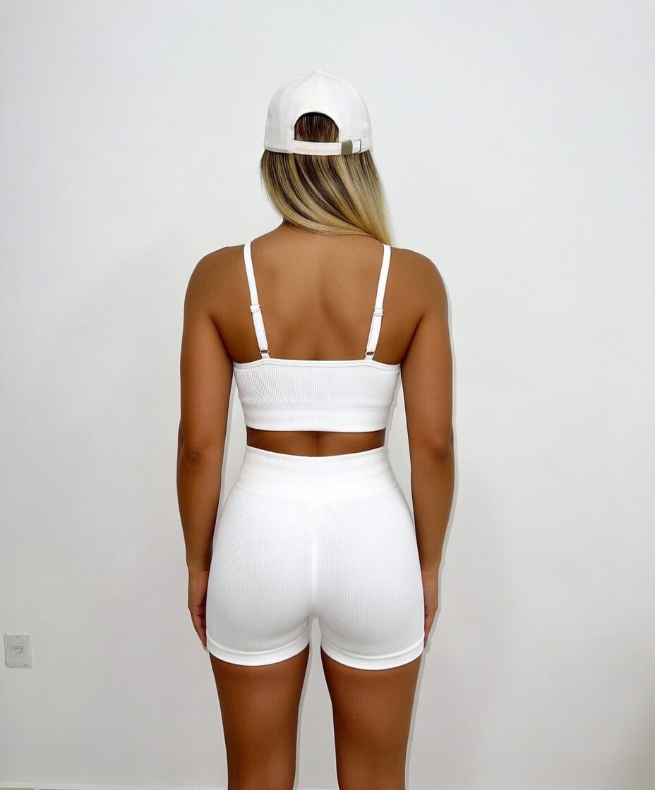VitalFlex Ribbed Bra - White