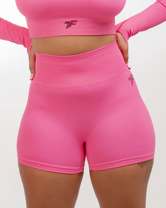 ThirioFit MSN Strappy Ribbed Shorts: Elevate your workout style with these trendy activewear shorts featuring chic strappy details and ribbed texture. 
