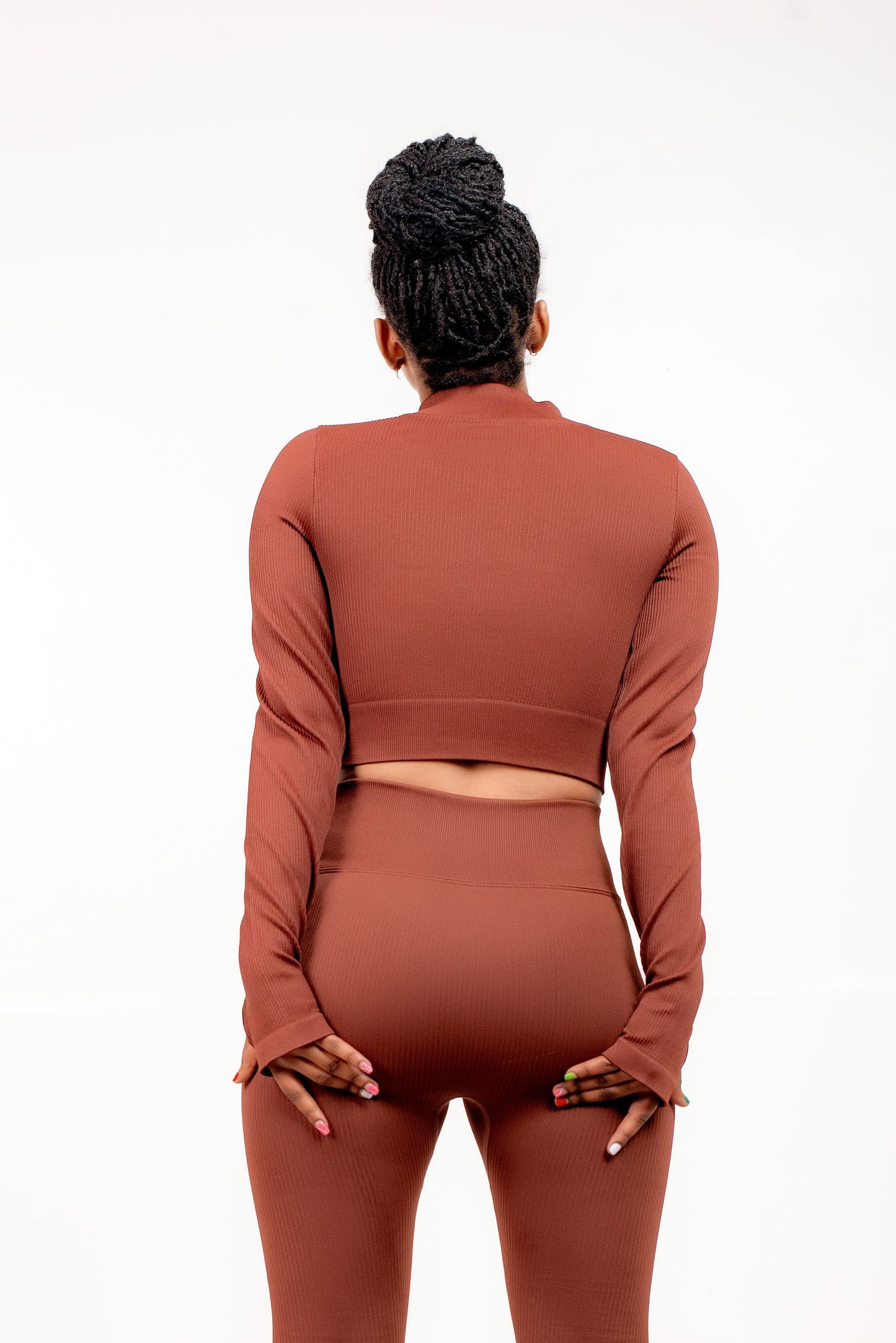 VitalFlex Ribbed Zip Long Sleeve - Brown