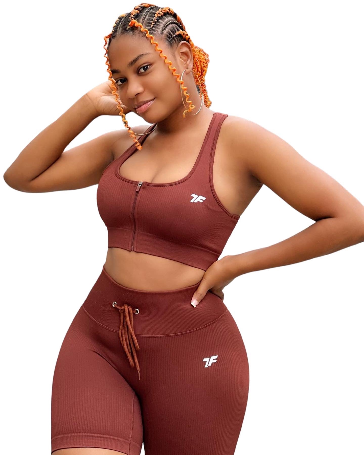 VitalFlex Ribbed Zip Tank - Brown