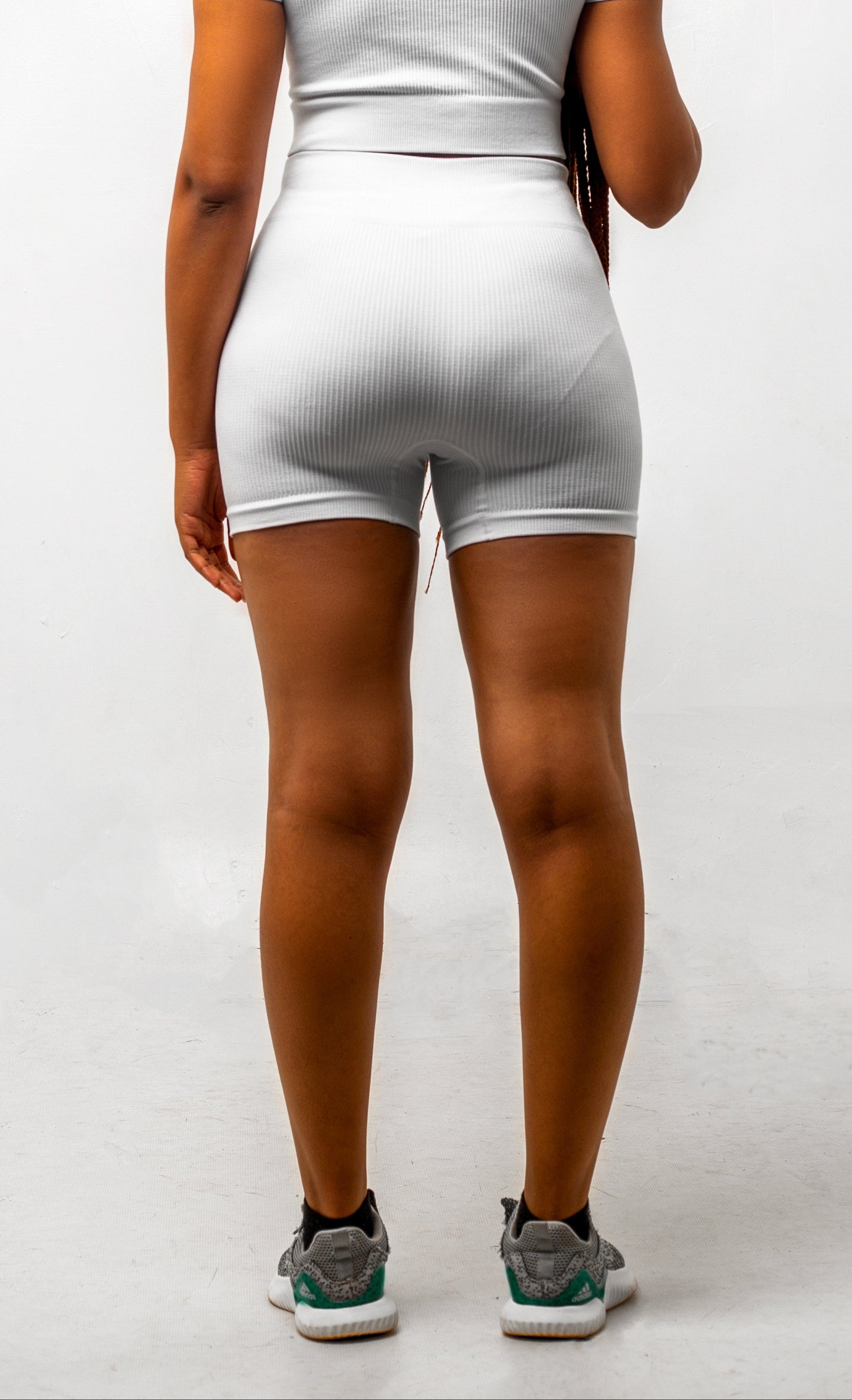 VitalFlex Ribbed Zip Shorts - White
