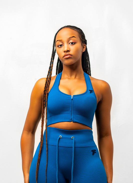 VitalFlex Ribbed Zip Tank - Blue