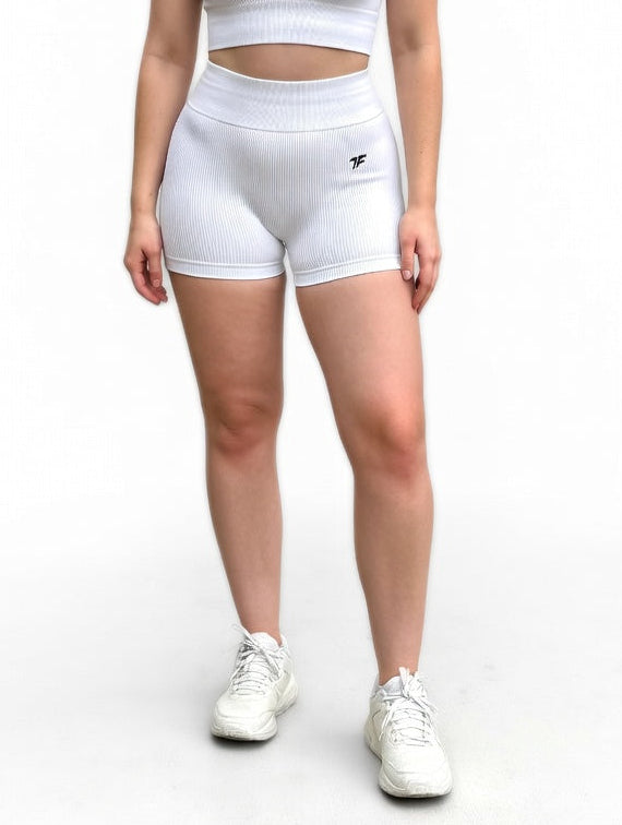VitalFlex Ribbed Zip Shorts - White